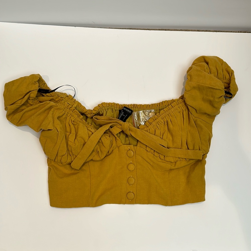Mustard yellow woven crop top - size Small